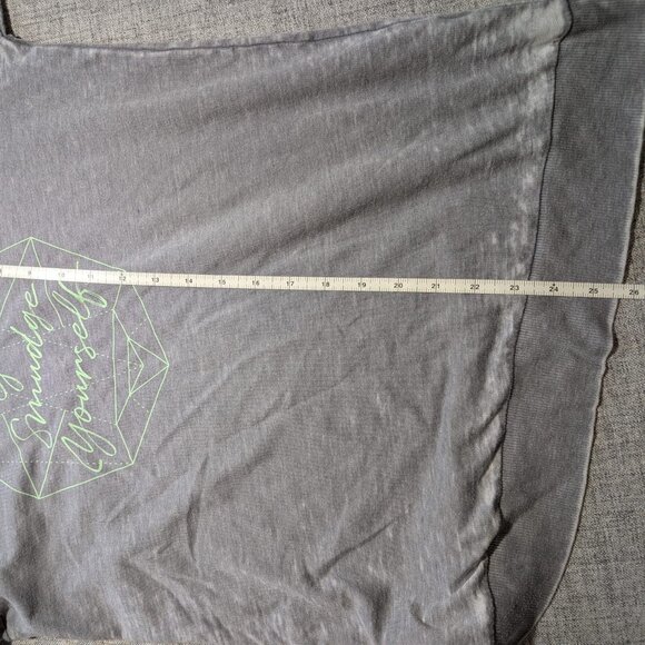 Women's Grey Crew Neck Distressed Sweatshirt "Go Smudge Yourself" in Green - Picture 5 of 6